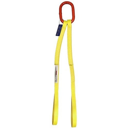 Two Leg Nylon Bridle Slng, Two Ply, 2 In Web Width, 8ft L, Oblong Link To Eye, 12,000lb